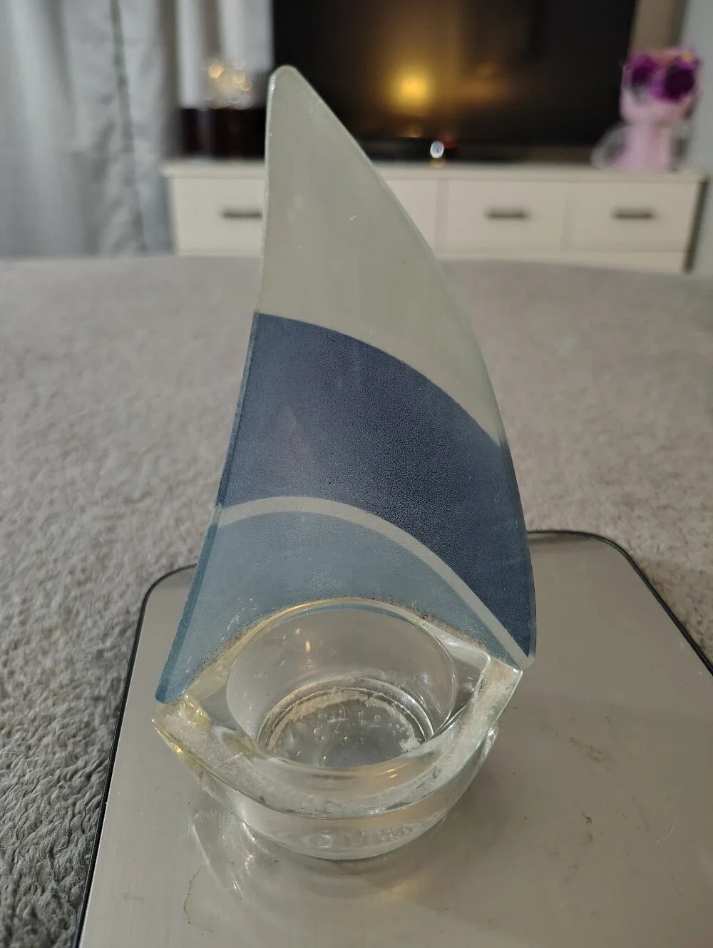 This Is A Tea Light Sailboat In Pretty Frosted Colors